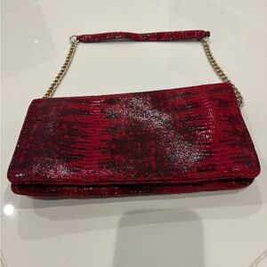 Banana Republic Red Clutch with Chain Strap